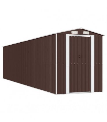 vidaXL Garden Shed Dark Brown 192x855x223 cm Galvanised Steel — Size: 192 x 855 x 223 cm