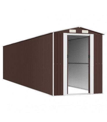 vidaXL Garden Shed Dark Brown 192x855x223 cm Galvanised Steel — Size: 192 x 855 x 223 cm