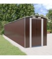 vidaXL Garden Shed Dark Brown 192x1021x223 cm Galvanised Steel — Size: 192 x 1021 x 223 cm