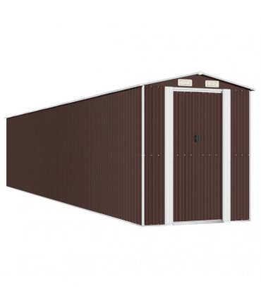 vidaXL Garden Shed Dark Brown 192x1021x223 cm Galvanised Steel — Size: 192 x 1021 x 223 cm