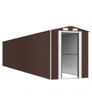 vidaXL Garden Shed Dark Brown 192x1021x223 cm Galvanised Steel — Size: 192 x 1021 x 223 cm