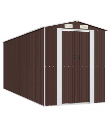 vidaXL Garden Shed Dark Brown 192x523x223 cm Galvanised Steel — Size: 192 x 523 x 223 cm