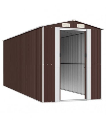 vidaXL Garden Shed Dark Brown 192x523x223 cm Galvanised Steel — Size: 192 x 523 x 223 cm