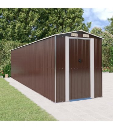 vidaXL Garden Shed Dark Brown 192x772x223 cm Galvanised Steel — Size: 192 x 772 x 223 cm