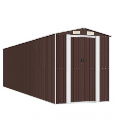 vidaXL Garden Shed Dark Brown 192x772x223 cm Galvanised Steel — Size: 192 x 772 x 223 cm