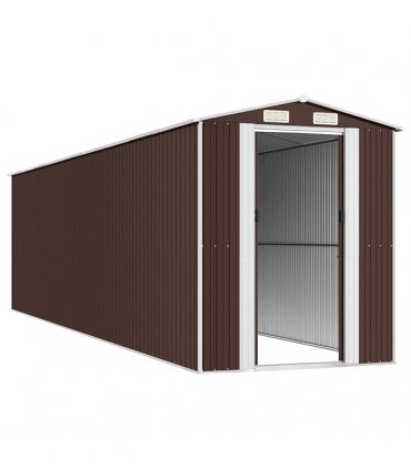 vidaXL Garden Shed Dark Brown 192x772x223 cm Galvanised Steel — Size: 192 x 772 x 223 cm