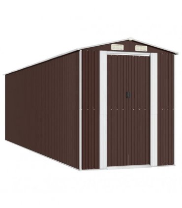 vidaXL Garden Shed Dark Brown 192x689x223 cm Galvanised Steel — Size: 192 x 689 x 223 cm