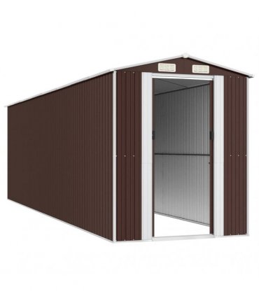 vidaXL Garden Shed Dark Brown 192x689x223 cm Galvanised Steel — Size: 192 x 689 x 223 cm