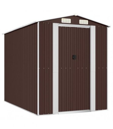 vidaXL Garden Shed Dark Brown 192x274x223 cm Galvanised Steel — Size: 192 x 274 x 223 cm