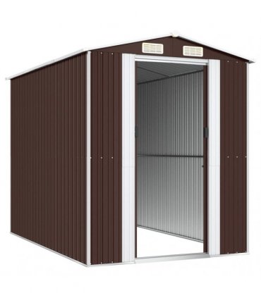 vidaXL Garden Shed Dark Brown 192x274x223 cm Galvanised Steel — Size: 192 x 274 x 223 cm