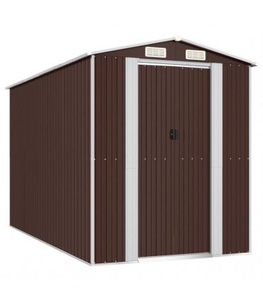 vidaXL Garden Shed Dark Brown 192x357x223 cm Galvanised Steel — Size: 192 x 357 x 223 cm