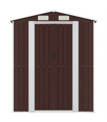 vidaXL Garden Shed Dark Brown 192x357x223 cm Galvanised Steel — Size: 192 x 357 x 223 cm