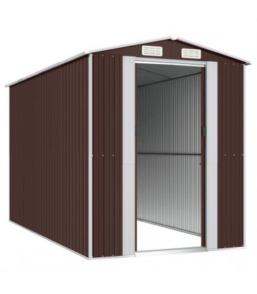vidaXL Garden Shed Dark Brown 192x357x223 cm Galvanised Steel — Size: 192 x 357 x 223 cm