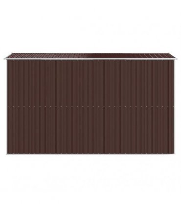 vidaXL Garden Shed Dark Brown 192x357x223 cm Galvanised Steel — Size: 192 x 357 x 223 cm