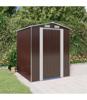 vidaXL Garden Shed Dark Brown 192x191x223 cm Galvanised Steel — Size: 192 x 191 x 223 cm