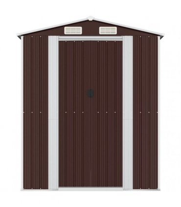 vidaXL Garden Shed Dark Brown 192x191x223 cm Galvanised Steel — Size: 192 x 191 x 223 cm