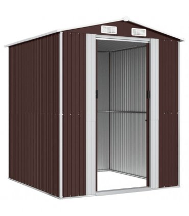 vidaXL Garden Shed Dark Brown 192x191x223 cm Galvanised Steel — Size: 192 x 191 x 223 cm