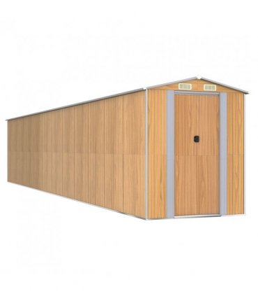 vidaXL Garden Shed Light Brown 192x1021x223 cm Galvanised Steel — Size: 192 x 1021 x 223 cm