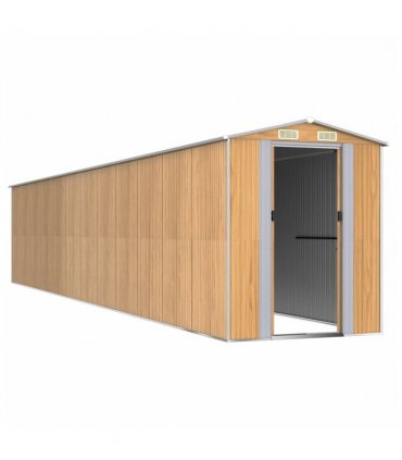 vidaXL Garden Shed Light Brown 192x1021x223 cm Galvanised Steel — Size: 192 x 1021 x 223 cm