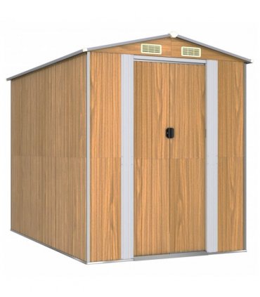 vidaXL Garden Shed Light Brown 192x274x223 cm Galvanised Steel — Size: 192 x 274 x 223 cm