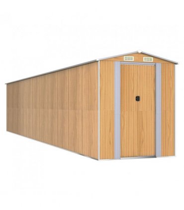 vidaXL Garden Shed Light Brown 192x938x223 cm Galvanised Steel — Size: 192 x 938 x 223 cm