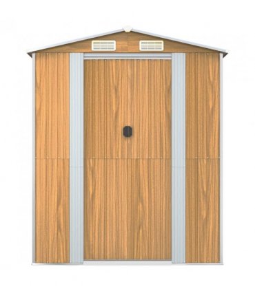 vidaXL Garden Shed Light Brown 192x938x223 cm Galvanised Steel — Size: 192 x 938 x 223 cm