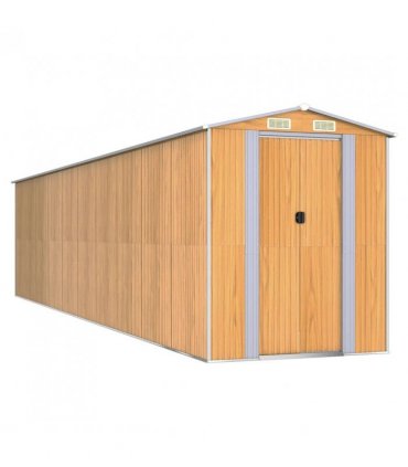 vidaXL Garden Shed Light Brown 192x855x223 cm Galvanised Steel — Size: 192 x 855 x 223 cm