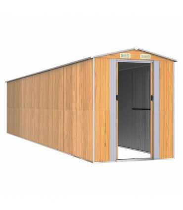vidaXL Garden Shed Light Brown 192x855x223 cm Galvanised Steel — Size: 192 x 855 x 223 cm