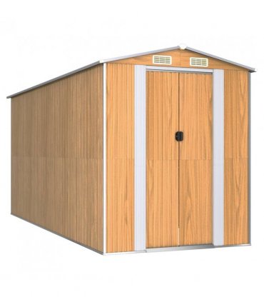 vidaXL Garden Shed Light Brown 192x440x223 cm Galvanised Steel — Size: 192 x 440 x 223 cm