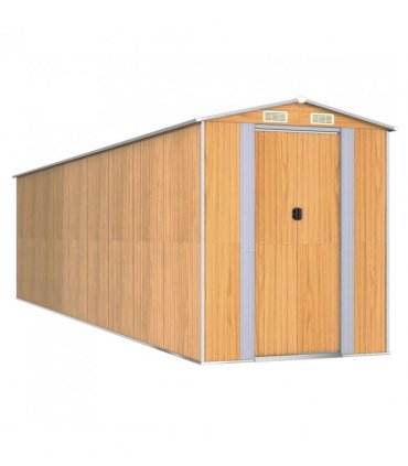 vidaXL Garden Shed Light Brown 192x772x223 cm Galvanised Steel — Size: 192 x 772 x 223 cm