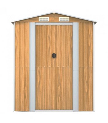 vidaXL Garden Shed Light Brown 192x606x223 cm Galvanised Steel — Size: 192 x 606 x 223 cm