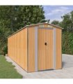 vidaXL Garden Shed Light Brown 192x689x223 cm Galvanised Steel — Size: 192 x 689 x 223 cm