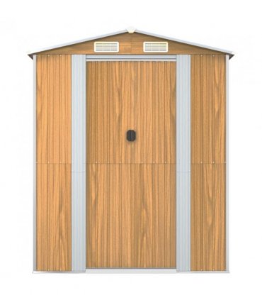 vidaXL Garden Shed Light Brown 192x357x223 cm Galvanised Steel — Size: 192 x 357 x 223 cm