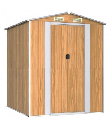 vidaXL Garden Shed Light Brown 192x191x223 cm Galvanised Steel — Size: 192 x 191 x 223 cm