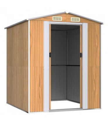 vidaXL Garden Shed Light Brown 192x191x223 cm Galvanised Steel — Size: 192 x 191 x 223 cm