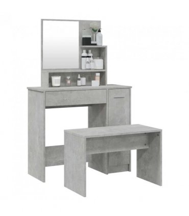 vidaXL Dressing Table Set Concrete Grey 86.5x35x136 cm