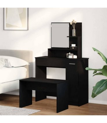 vidaXL Dressing Table Set with Drawer 2 pcs Black Oak Engineered Wood — V0671960499