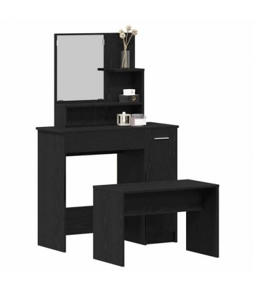 vidaXL Dressing Table Set with Drawer 2 pcs Black Oak Engineered Wood — V0671960499