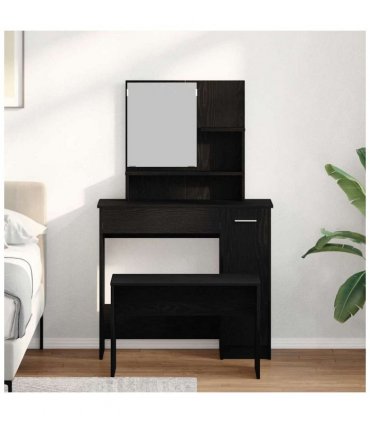 vidaXL Dressing Table Set with Drawer 2 pcs Black Oak Engineered Wood — V0671960499