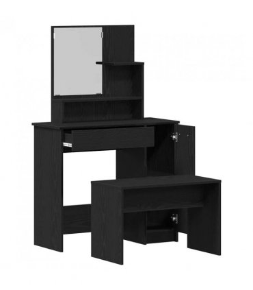 vidaXL Dressing Table Set with Drawer 2 pcs Black Oak Engineered Wood — V0671960499