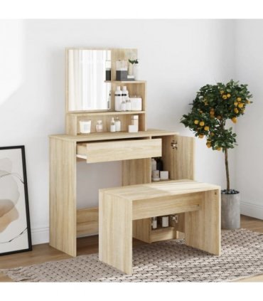 vidaXL Dressing Table Set Sonoma Oak 86.5x35x136 cm