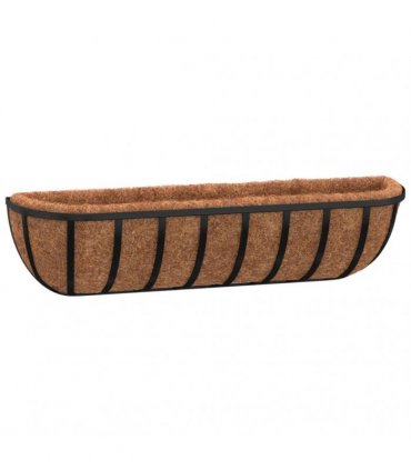 vidaXL Wall Troughs 2 pcs with Coco Liners Black 76x21x16 cm Steel — Size: 76 x 21 x 16 cm