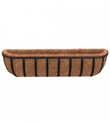 vidaXL Wall Troughs 2 pcs with Coco Liners Black 76x21x16 cm Steel — Size: 76 x 21 x 16 cm