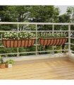 vidaXL Wall Troughs 2 pcs with Coco Liners Black 61x19x16 cm Steel — Size: 61 x 19 x 16 cm