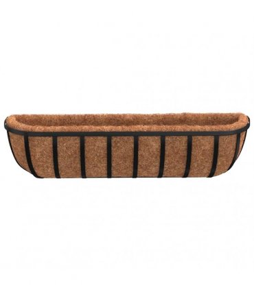 vidaXL Wall Troughs 2 pcs with Coco Liners Black 61x19x16 cm Steel — Size: 61 x 19 x 16 cm