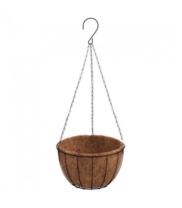 vidaXL Hanging Planters 4 pcs with Coco Liners Black Ø 40x63 cm Steel — Size: Ø 40 x 63 cm