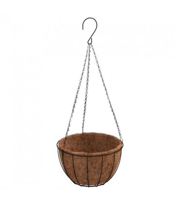 vidaXL Hanging Planters 4 pcs with Coco Liners Black Ø 30x52 cm Steel — Size: Ø 30 x 52 cm