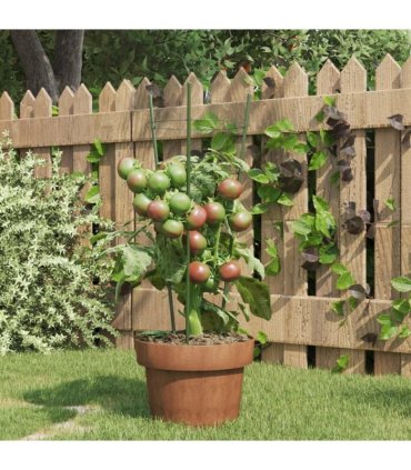 vidaXL Garden Plant Supports with 3 Rings 5 pcs Green 45 cm Steel — Size: 18 x 45 cm