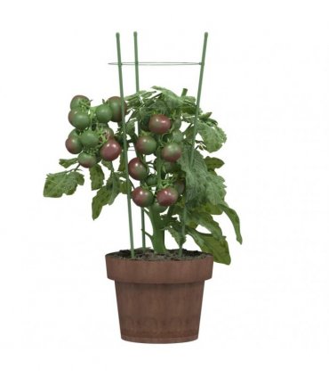 vidaXL Garden Plant Supports with 3 Rings 5 pcs Green 45 cm Steel — Size: 18 x 45 cm