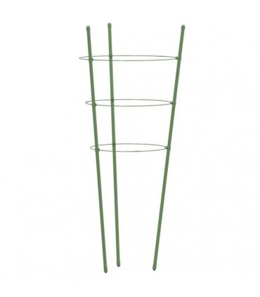vidaXL Garden Plant Supports with 3 Rings 5 pcs Green 45 cm Steel — Size: 18 x 45 cm